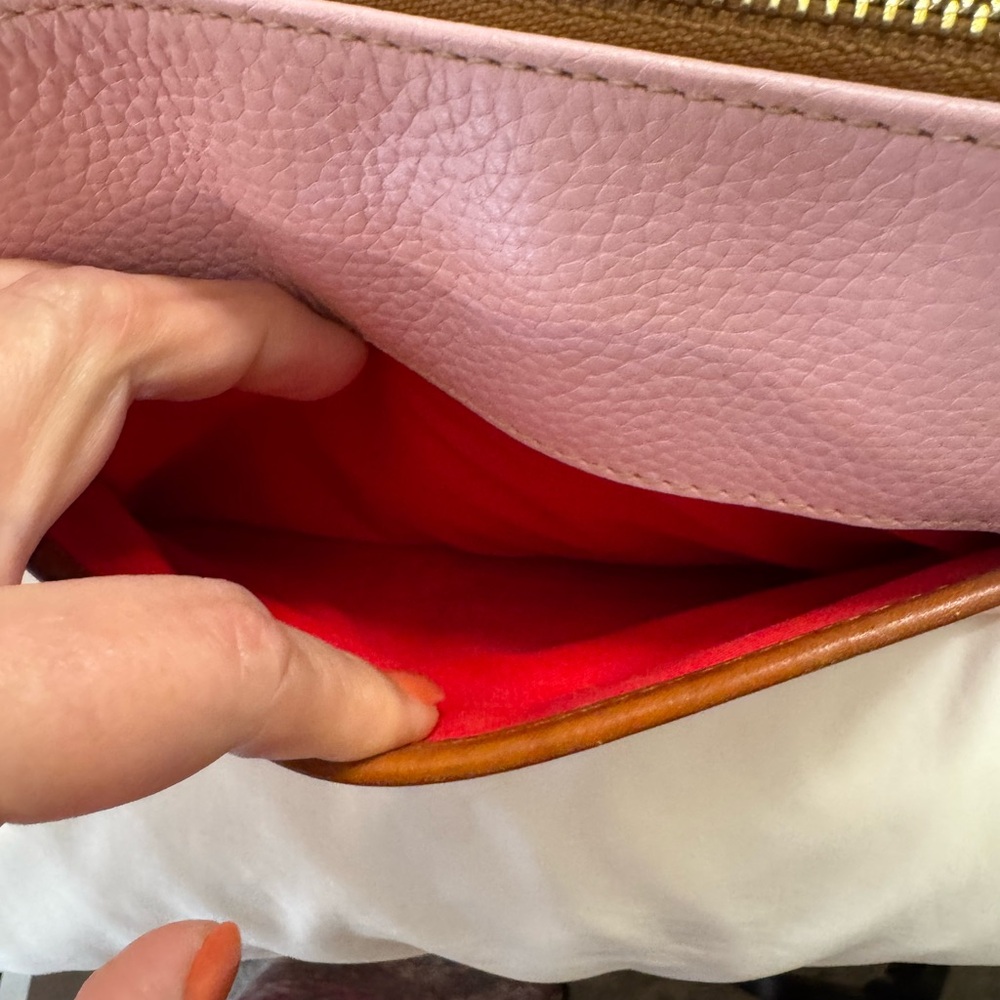 Dooney & Bourke Pink Leather Bag with Brown Trim - Picture 6 of 8